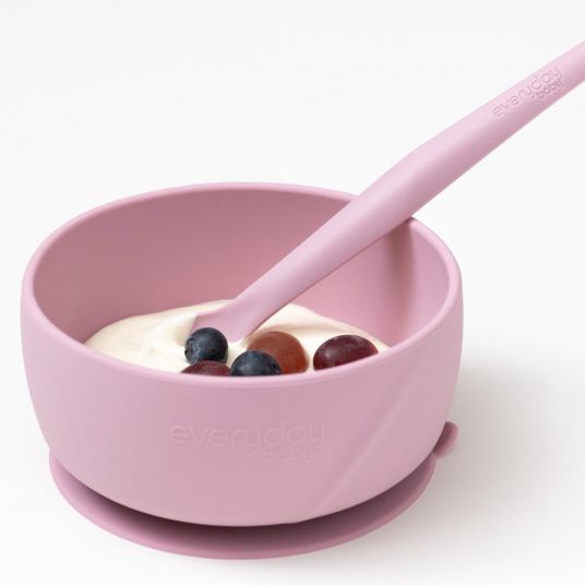Everyday Baby Silicone Eating Bowl with Suction Base - Purple Rose