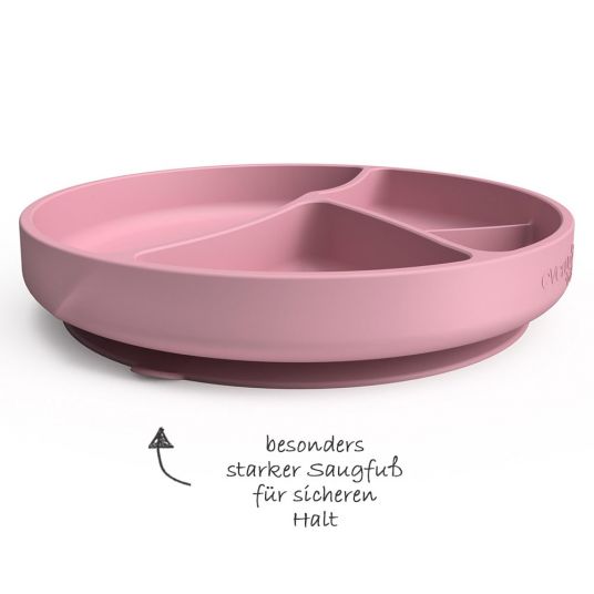 Everyday Baby Silicone Eating Plate with Suction Base - Purple Rose
