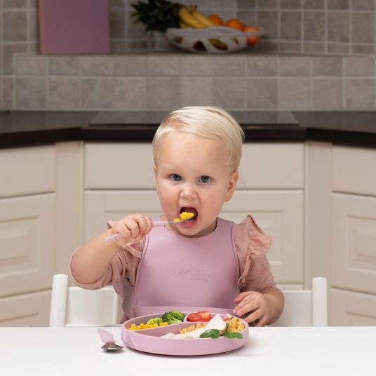 Everyday Baby Piatto da mangiare in silicone con base di aspirazione - Purple Rose