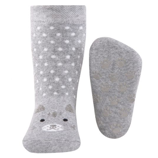 Ewers ABS Socken Katze - Grau Melange - Gr. 18-19