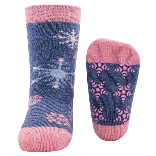Ewers ABS Socken Schneeflocken - Blau Rosa - Gr. 19/22