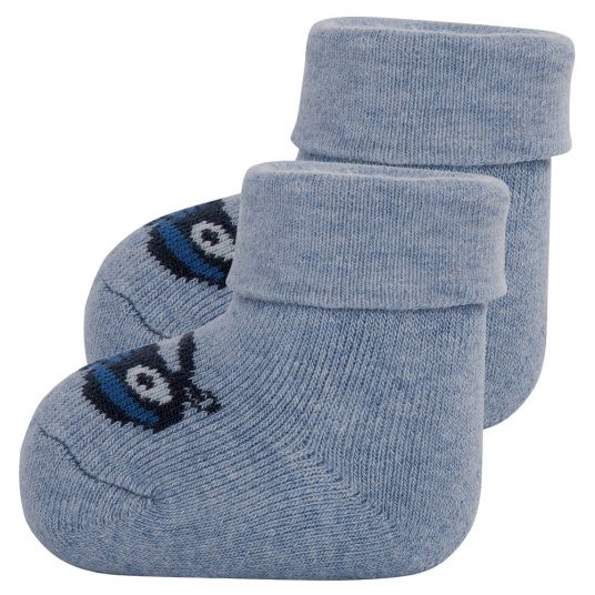 Ewers First Baby Socks 3 Pack - Blue Beige - Size 0 - 4 months
