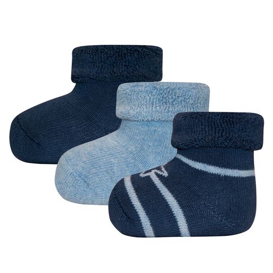 Ewers First Baby Socks 3 Pack - Blue - Size 0 - 4 months