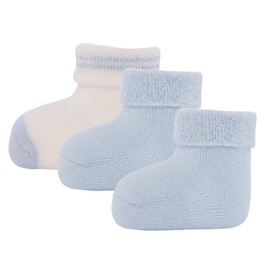 Ewers First Time Socks 3 Pack - Size 0 - 4 Months - Light Blue White