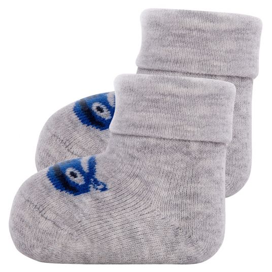 Ewers First Baby Socks 3 Pack - Grey Melange Dark Blue - Sizes 0 - 4 Months
