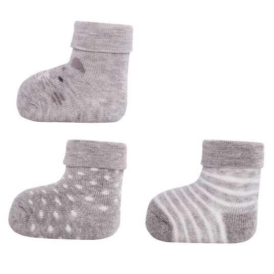Ewers First Baby Socks 3 Pack - Grey Melange - Gr. 0 - 4 months