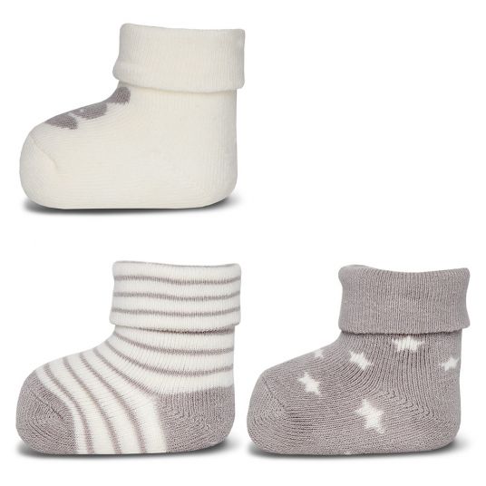 Ewers First socks pack of 3 - Grey Offwhite - size 0 - 4 months