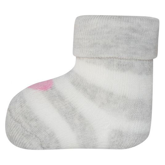 Ewers First Socks 3 Pack Hearts Cat - Grey Melange Pink