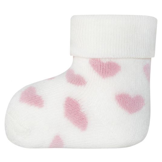 Ewers First Time Socks 3 Pack Hearts Cat - Pink White
