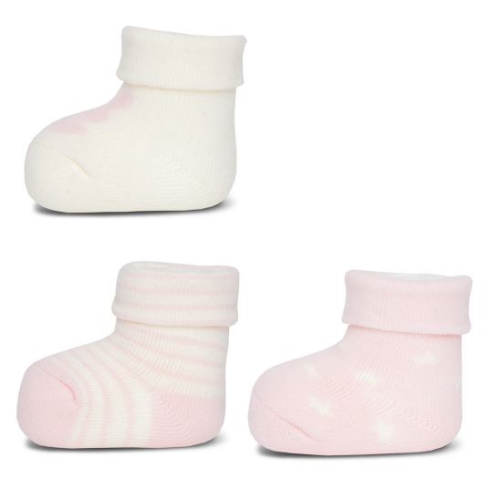 Ewers First socks pack of 3 - pink offwhite - size 0 - 4 months