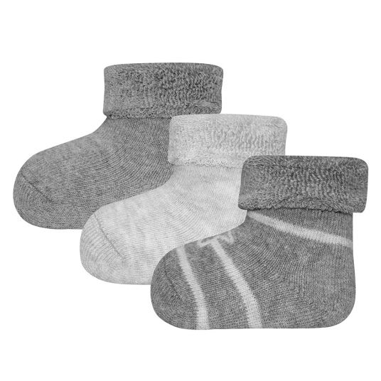 Ewers First Baby Socks 3 Pack - Star Grey - Sizes 0 - 4 months