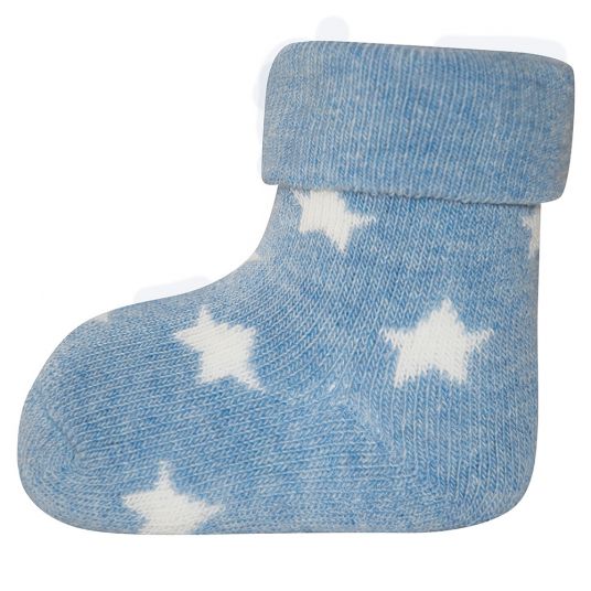 Ewers First Baby Socks 3 Pack - Stars - Dark Blue Light Blue - Sizes 0 - 4 months