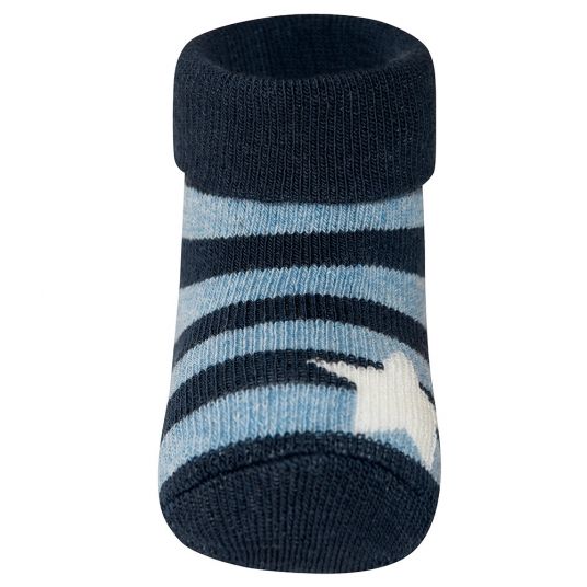 Ewers First Baby Socks 3 Pack - Stars - Dark Blue Light Blue - Sizes 0 - 4 months