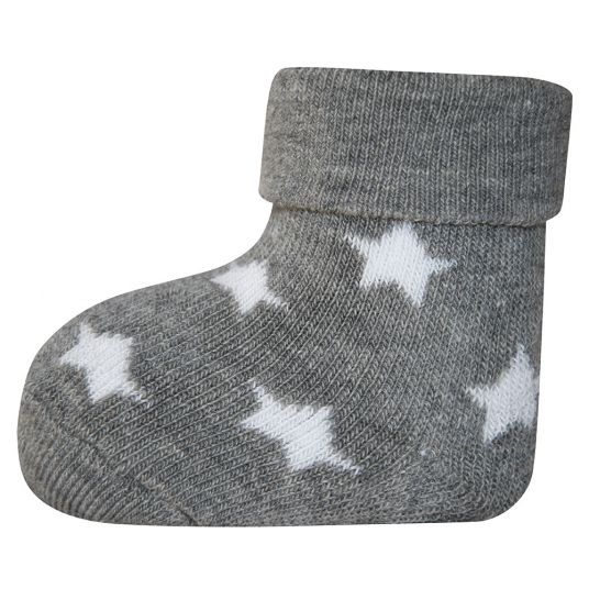 Ewers First Baby Socks 3 Pack - Stars - Light Grey Offwhite Melange - Sizes 0 - 4 months
