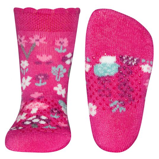 Ewers Crawling socks flowers - Pink - Size 17/18