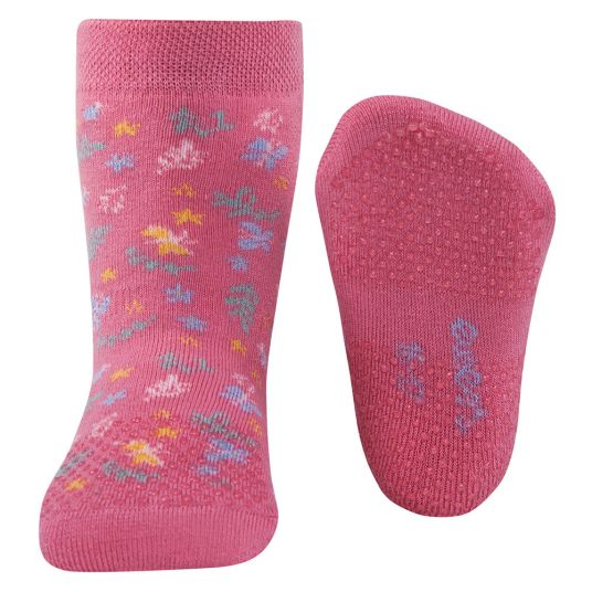 Ewers Crawling socks flowers - Pink - Size 17-18