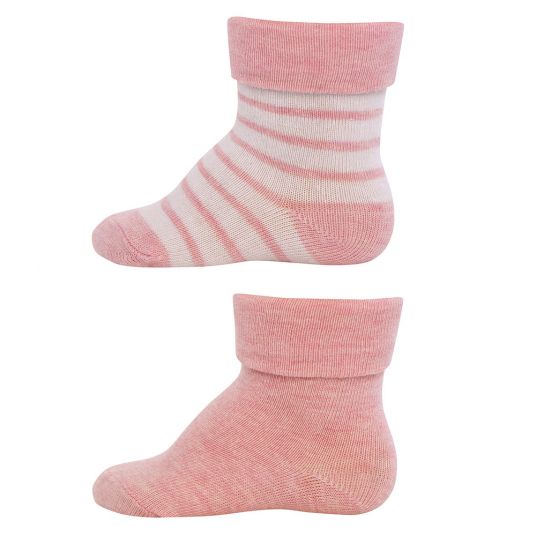 Ewers Socks 2 Pack - Striped Pink Melange White - Size 16-17