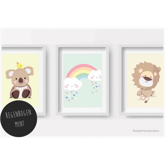 Fabeltal Children room picture rainbow - Blue - A4