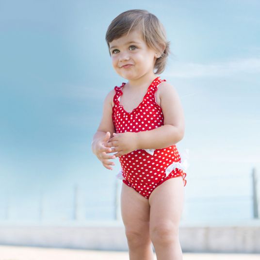 Fashy Swimsuit with nappy pants - dot red white - Gr. 74/80