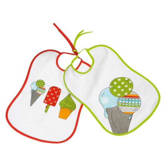 Fashy Binding bib 2 pack terry cloth with foil backing - ice cream