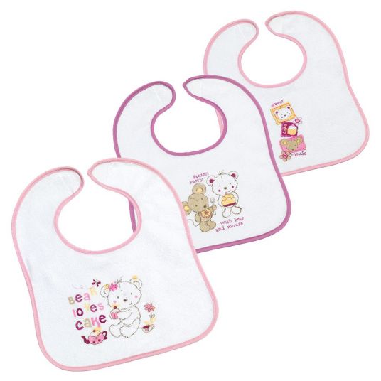 Fashy Velcro Bib Terry 3 Pack with Foil Back - Bears Pink
