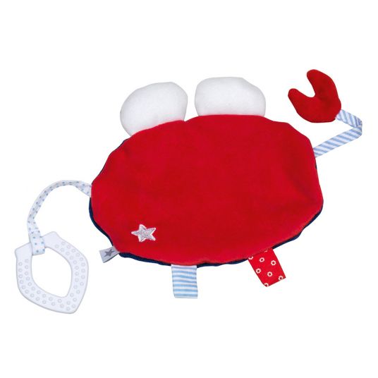 Fashy Snuffle cloth with teething ring - Crab - Blue Red