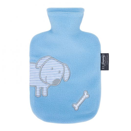 Fashy Hot water bottle 0.8 l with fleece cover - light blue