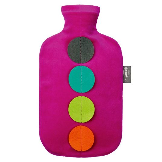Fashy Hot water bottle 2.0 L with fleece cover - dots felt
