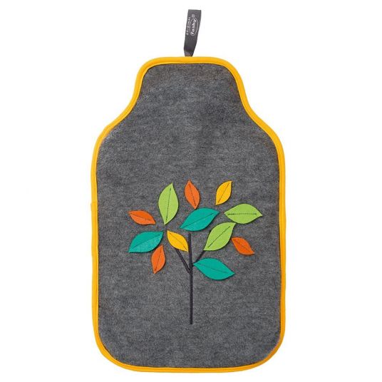 Fashy Hot water bottle 2,0 L with fleece cover - leaves