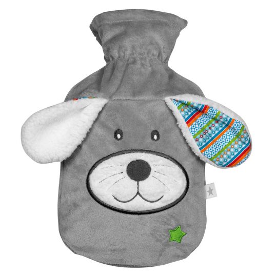 Fashy Hot water bottle with fleece cover 0,8 l - Dog - Grey
