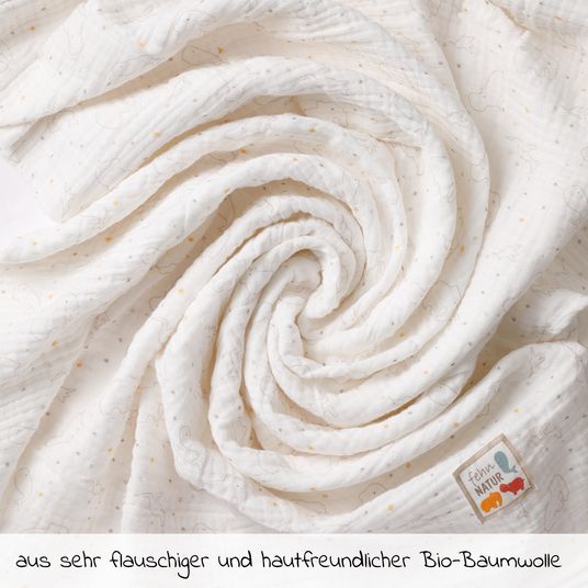 Fehn 2-tlg. Set Kuscheldecke + Knister-Wal NATUR Musselin aus Bio-Baumwolle 100 x 135 cm
