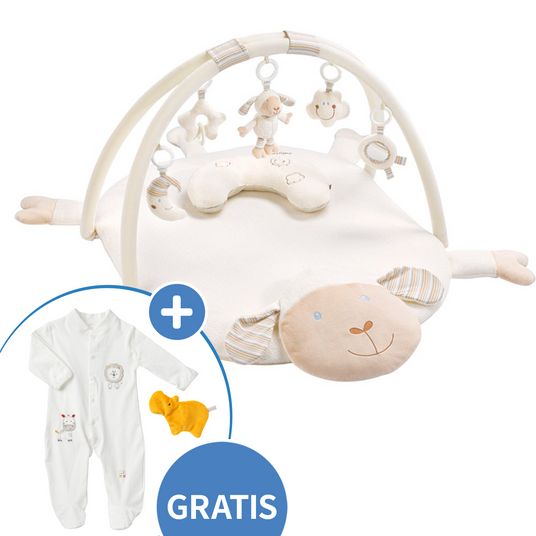 Fehn 3D Activity-Decke Schaf - Baby Love + GRATIS Schlafanzug & Knistertier NATUR aus Bio-Baumwolle