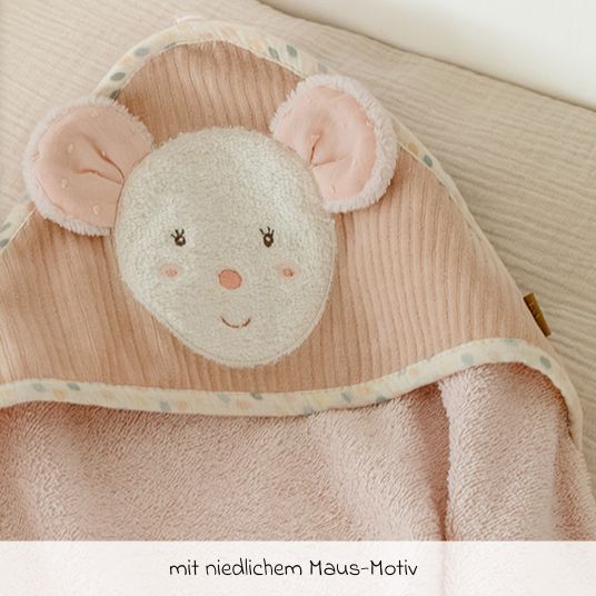 Fehn Hooded bath towel mouse 80 x 80 cm - feehnland