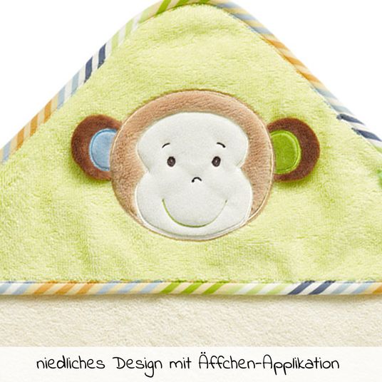 Fehn Hooded bath towel Monkey Donkey 80 x 80 cm - monkey