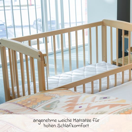 Fillikid 10-tlg. Beistellbett-Komplett-Set Nino inkl. Matratze, Bettwäsche, Spannbetttücher, Nestchen, Steppbett & Schmusetuch - Natur