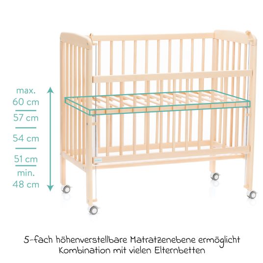 Fillikid 10-tlg. Beistellbett-Komplett-Set Nino inkl. Matratze, Bettwäsche, Spannbetttücher, Nestchen, Steppbett & Schmusetuch - Cube Grey - Natur