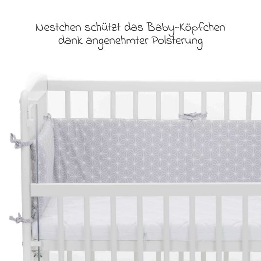 Fillikid 10-tlg. Beistellbett-Komplett-Set Nino inkl. Matratze, Bettwäsche, Spannbetttücher, Nestchen, Steppbett & Schmusetuch - Weiß