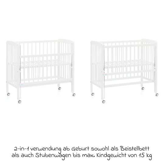 Fillikid 10-tlg. Beistellbett-Komplett-Set Nino inkl. Matratze, Bettwäsche, Spannbetttücher, Nestchen, Steppbett & Schmusetuch - Weiß