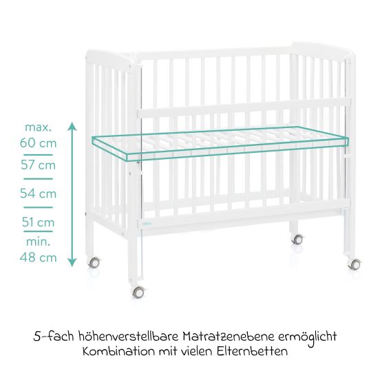 Fillikid 10-tlg. Beistellbett-Komplett-Set Nino inkl. Matratze, Bettwäsche, Spannbetttücher, Nestchen, Steppbett & Schmusetuch Cube Grey - Weiß