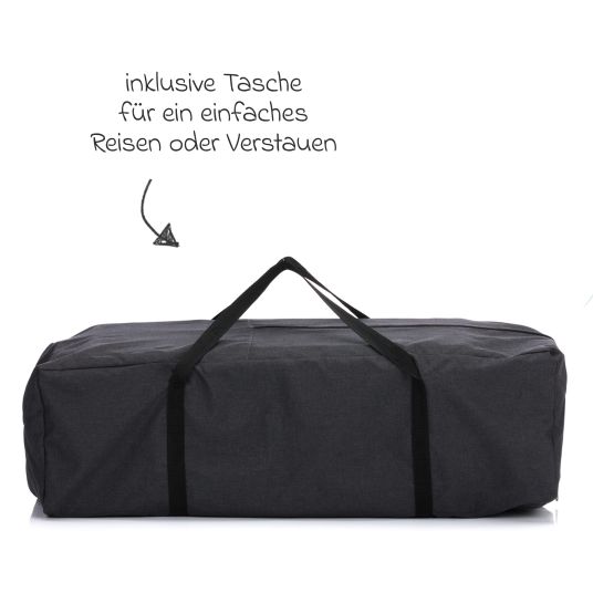 Fillikid 2 in 1 Reisebett & Beistellbett Cadiz in Holzoptik ab Geburt - 9 Monate mit höhenverstellbarem Boden und Rollen 120 x 60 cm - Grau Melange