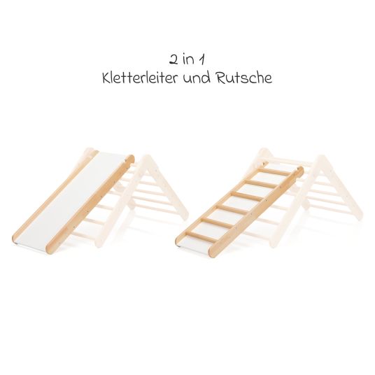 Fillikid 2in1 slide board and ladder made of beech wood for climbing triangle - natural