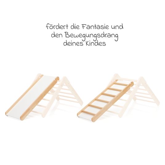 Fillikid 2in1 slide board and ladder made of beech wood for climbing triangle - natural