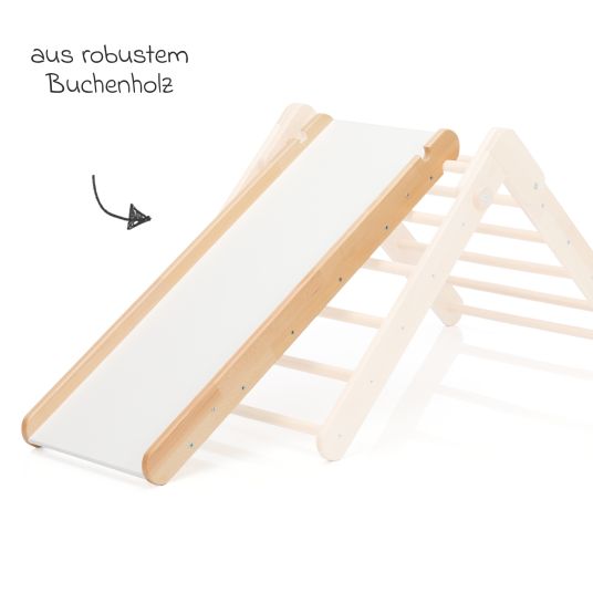 Fillikid 2in1 slide board and ladder made of beech wood for climbing triangle - natural