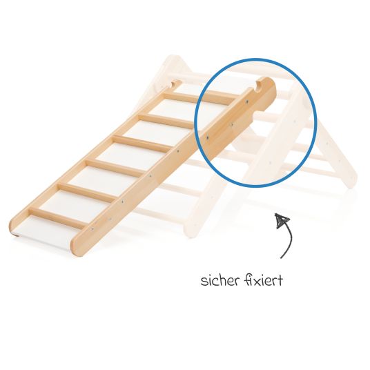 Fillikid 2in1 Rutschbrett und Leiter aus Buchenholz für Kletterdreieck - Natur