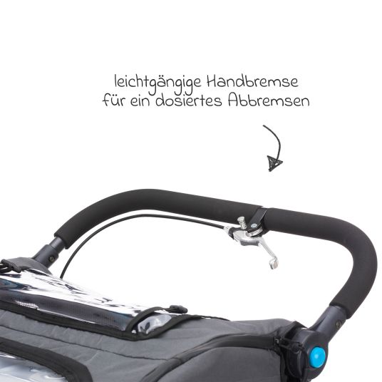 Fillikid 3in1 bicycle trailer Rhino SL for 2 children (up to 44 kg) can also be used as a buggy & jogger - dark gray