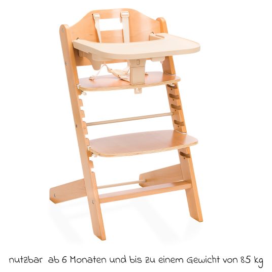 Fillikid 3in1 highchair set Pia Swing from birth up to 85 kg with newborn attachment, 5-point harness, removable dining board with cup holder - natural