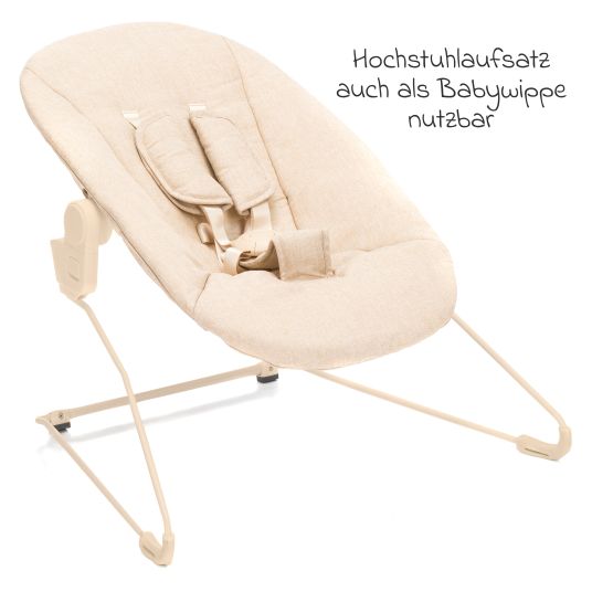 Fillikid 3in1 highchair set Pia Swing from birth up to 85 kg with newborn attachment, 5-point harness, removable dining board with cup holder - natural