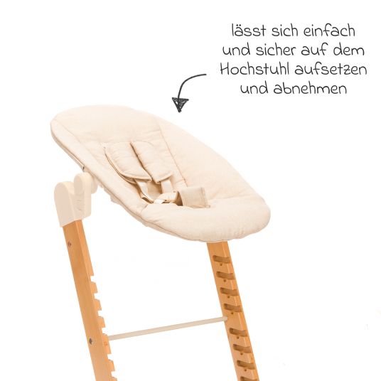 Fillikid 3in1 highchair set Pia Swing from birth up to 85 kg with newborn attachment, 5-point harness, removable dining board with cup holder - natural