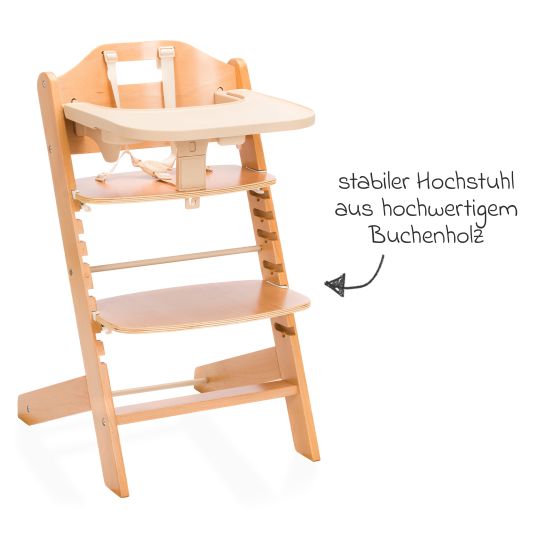 Fillikid 3in1 highchair set Pia Swing from birth up to 85 kg with newborn attachment, 5-point harness, removable dining board with cup holder - natural