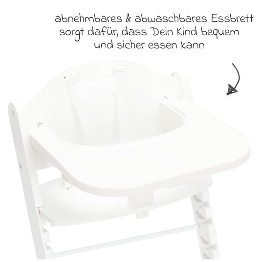 Fillikid 3in1 highchair set Pia Swing from birth up to 85 kg with newborn attachment, 5-point harness, removable dining board with cup holder - white